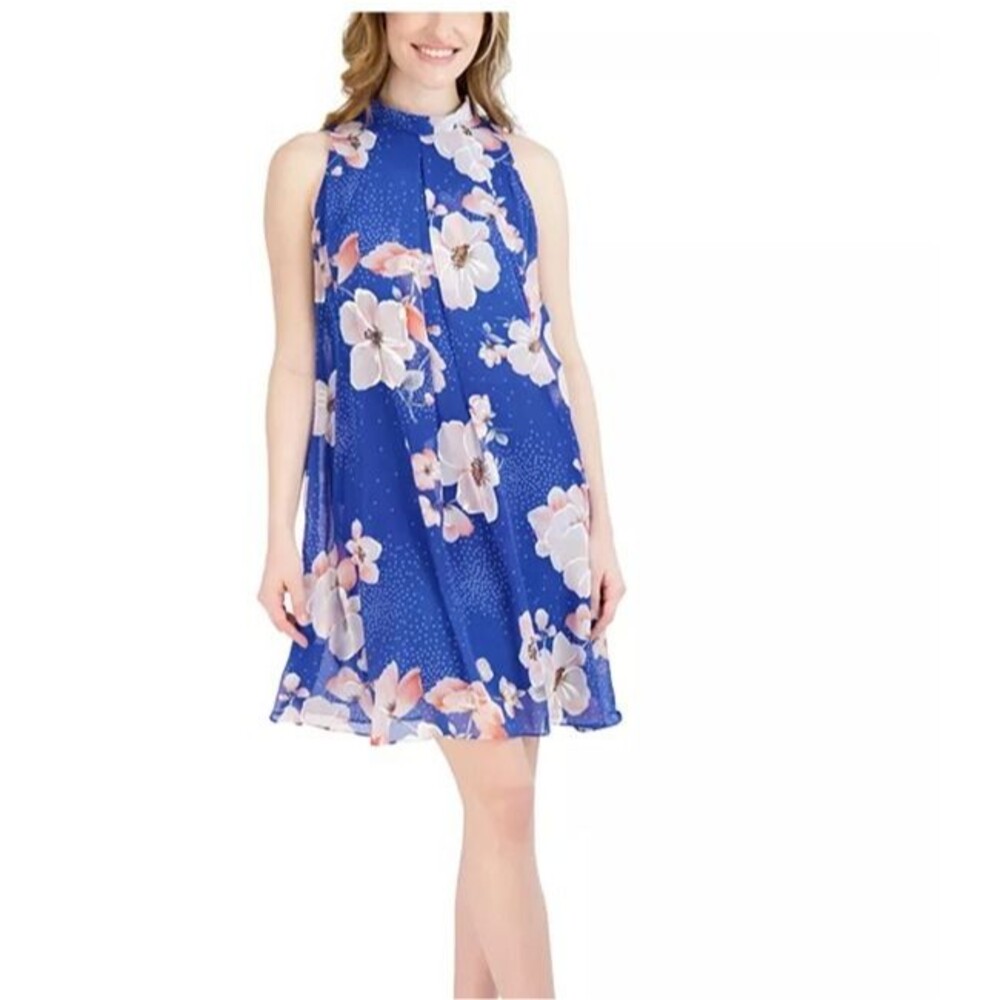 Signature by Robbie Bee Printed Chiffon Trapeze Dress